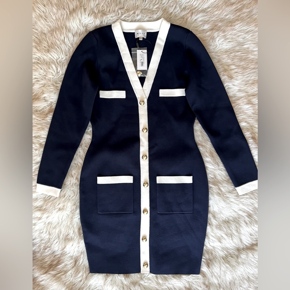 Milly Knit Buttoned Mini Dress NWT